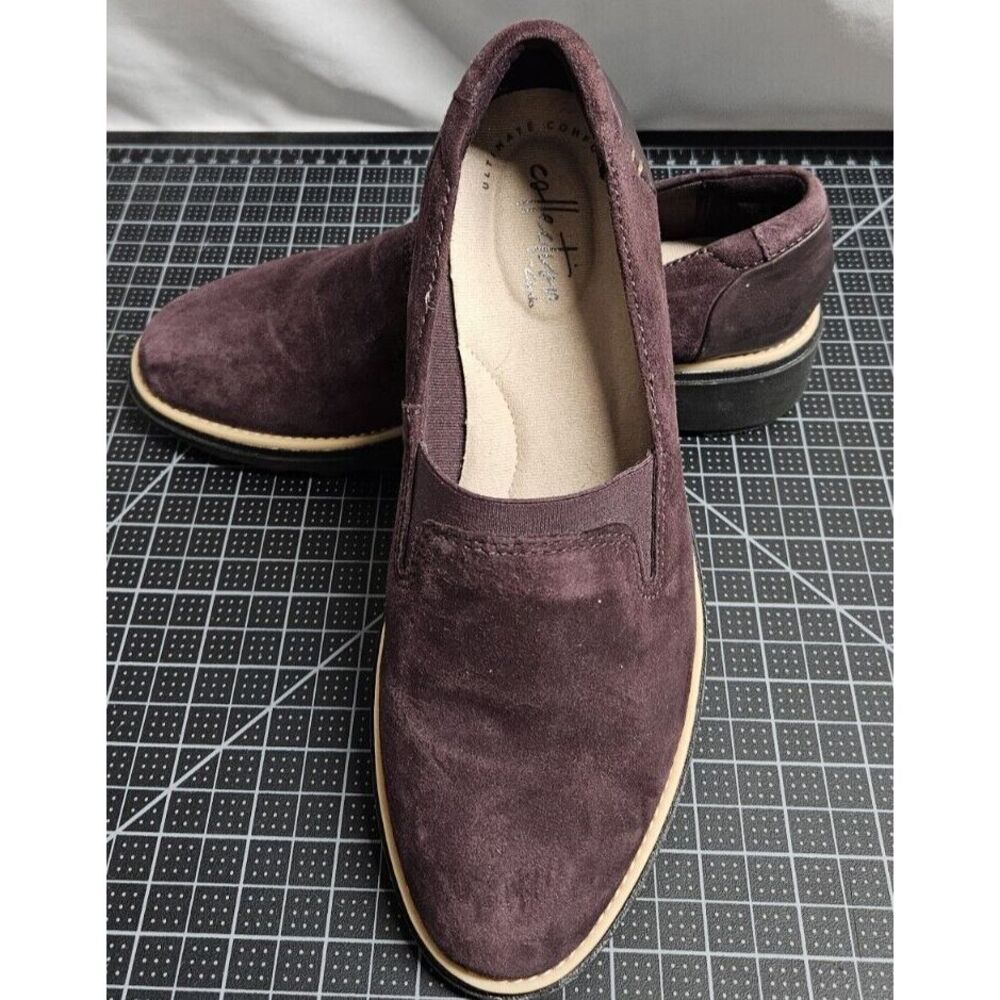 CLARKS collection‎ Sharon Dolly slip on Loafers suede upper red woman US 6M